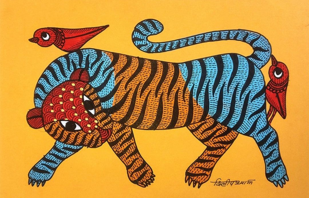 Gond folk art painting by Dilip Shyam
