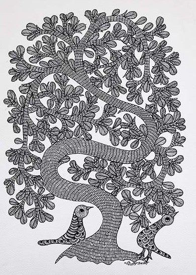 Gond folk art painting by Dilip Shyam