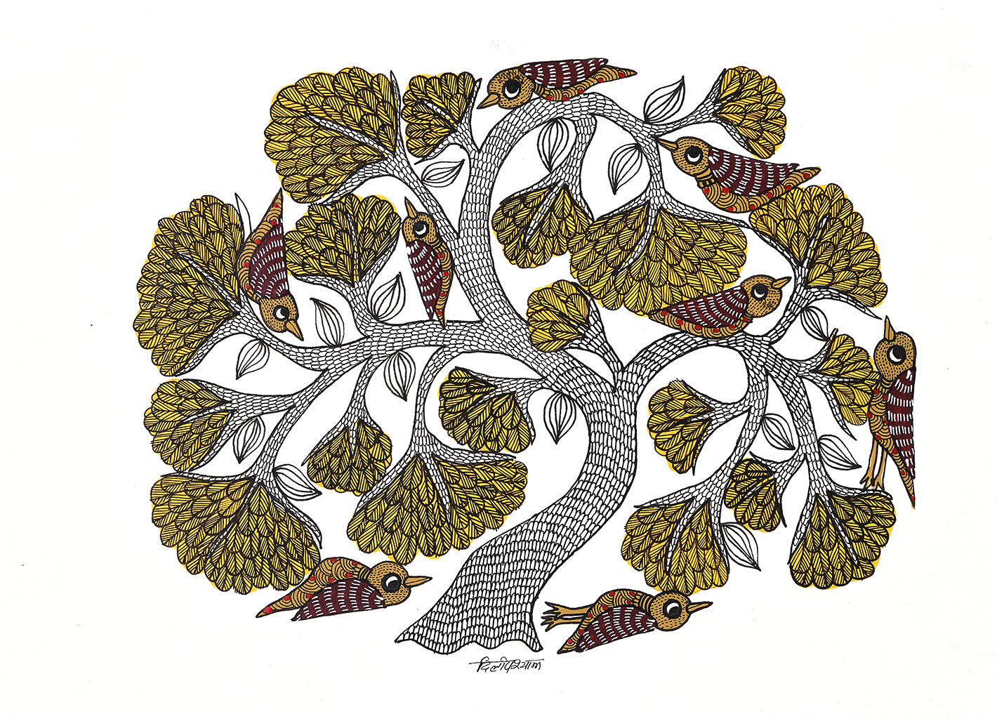 Gond folk art painting by Dilip Shyam