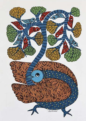 Gond folk art painting by Dilip Shyam
