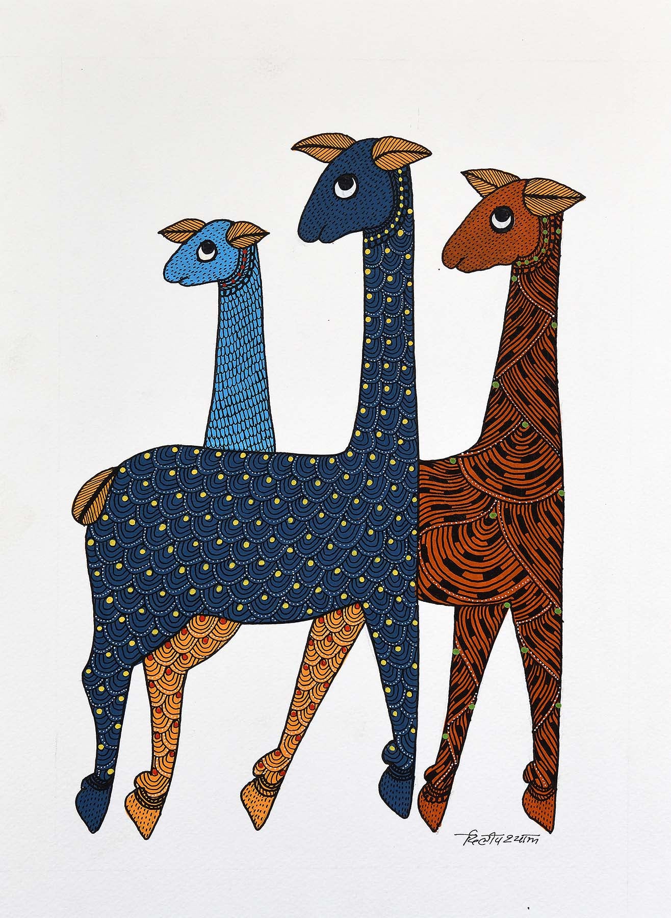Gond folk art painting by Dilip Shyam