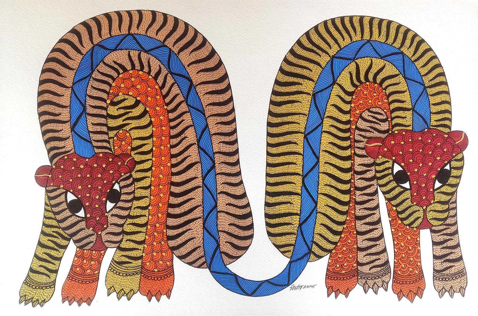 Gond folk art painting by Dilip Shyam