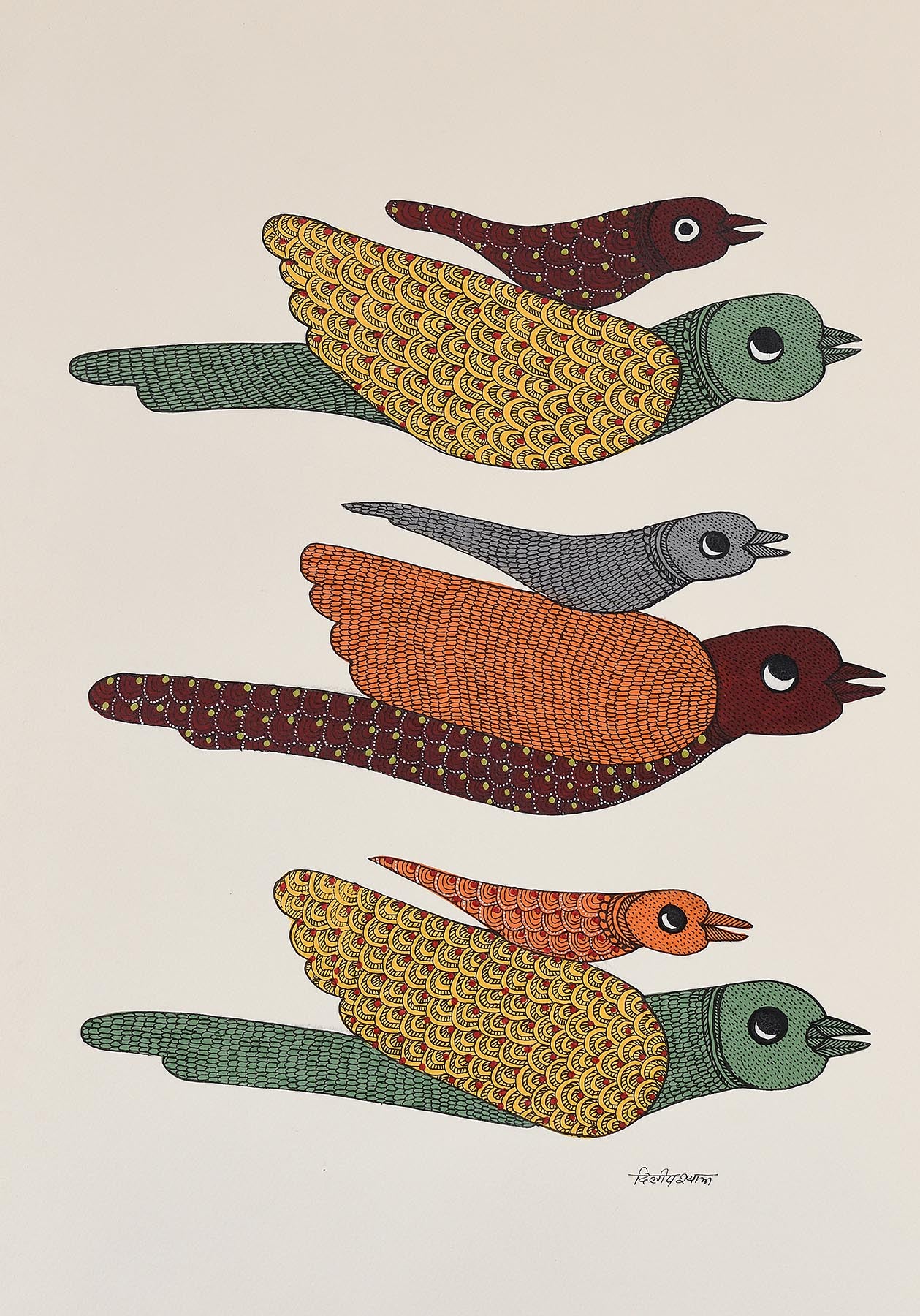 Gond folk art painting by Dilip Shyam