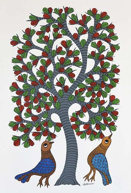 Gond folk art painting by Dilip Shyam