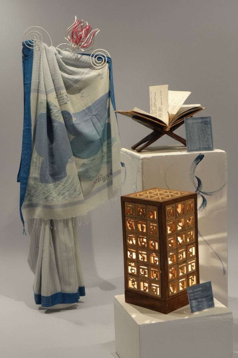 Rabindranath Tagore Kantha Embroidered Handloom Saree