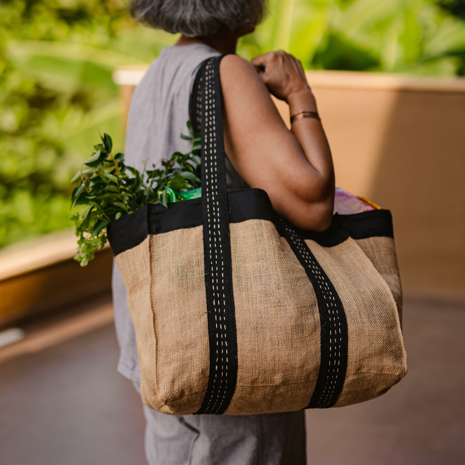 Reusable Grocery/Shopping Tote Handmade with Reinforced Bottom