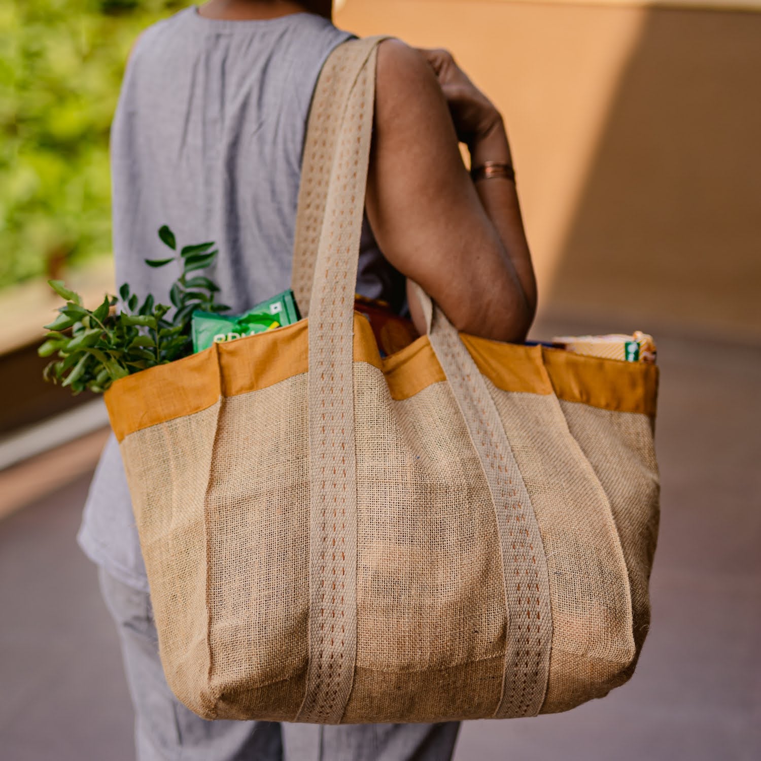 Reusable Grocery/Shopping Tote Handmade with Reinforced Bottom