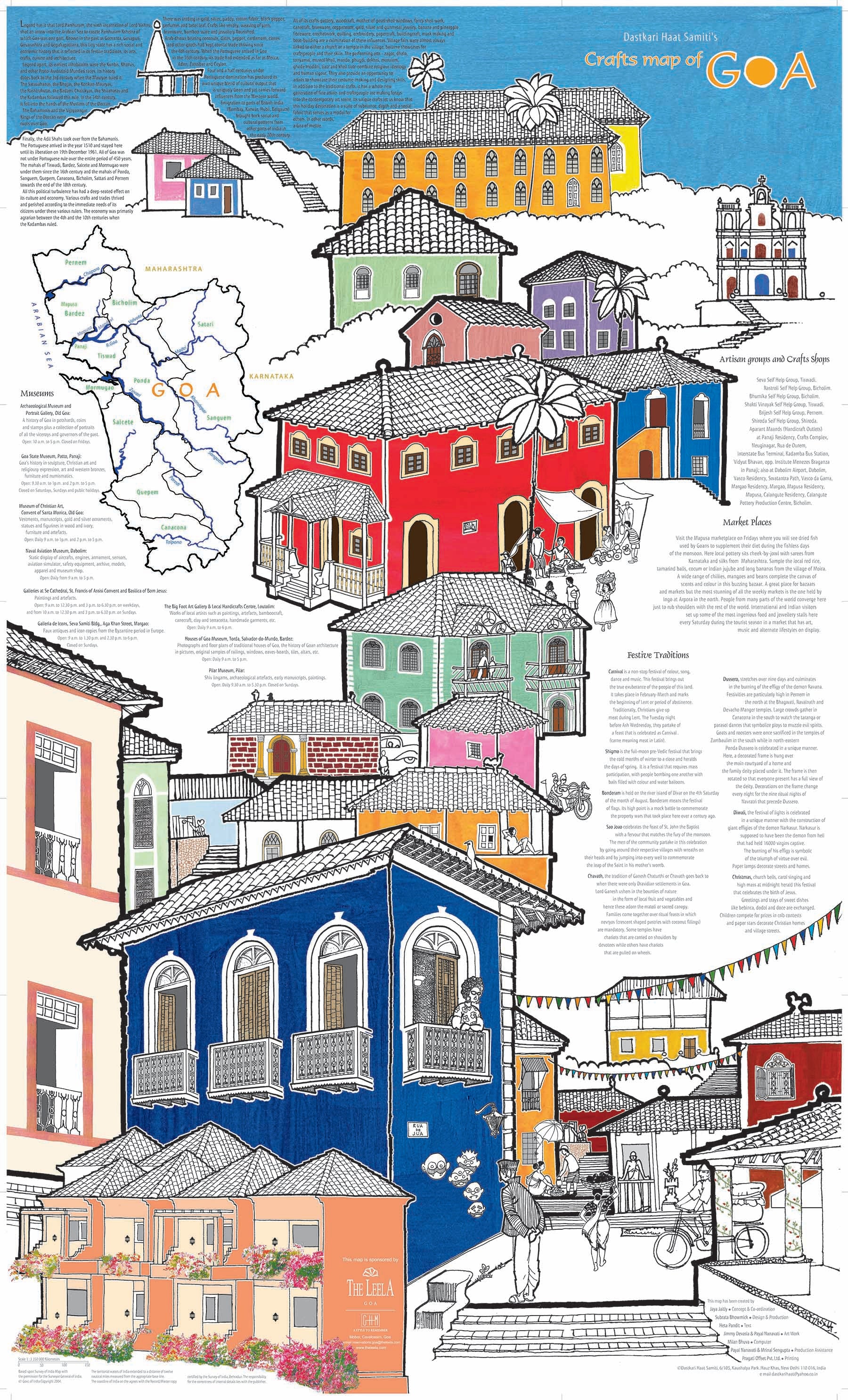 Crafts & Textiles Map of Goa, Single Side Print - Front