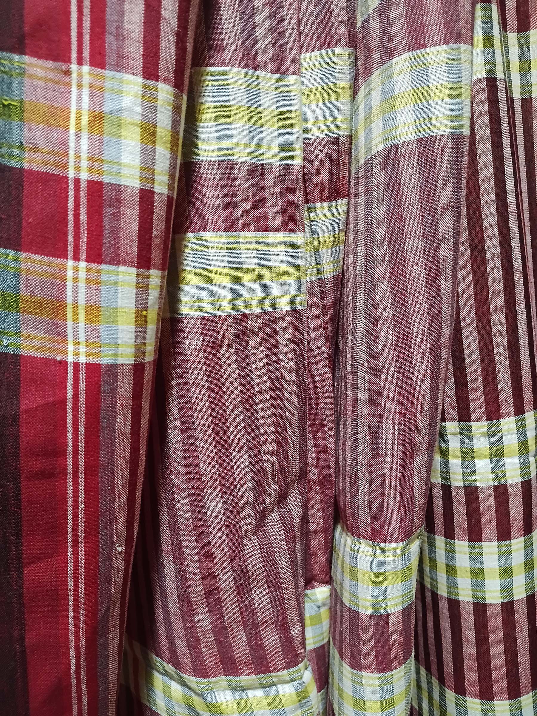 Contemporary Gamchha Cotton Saree – Red Ivory Checks