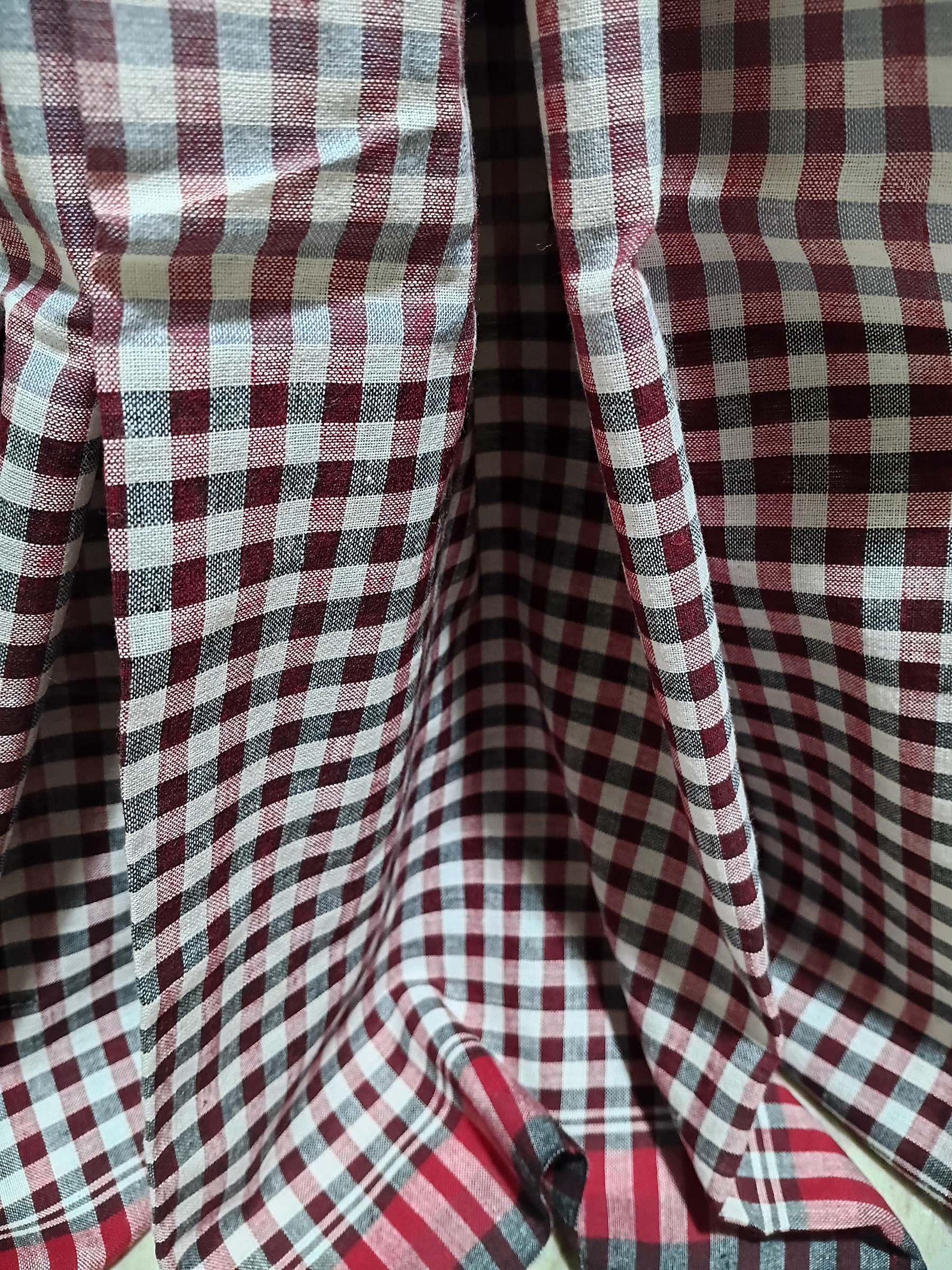 Contemporary Gamchha Cotton Saree – Red Ivory Checks