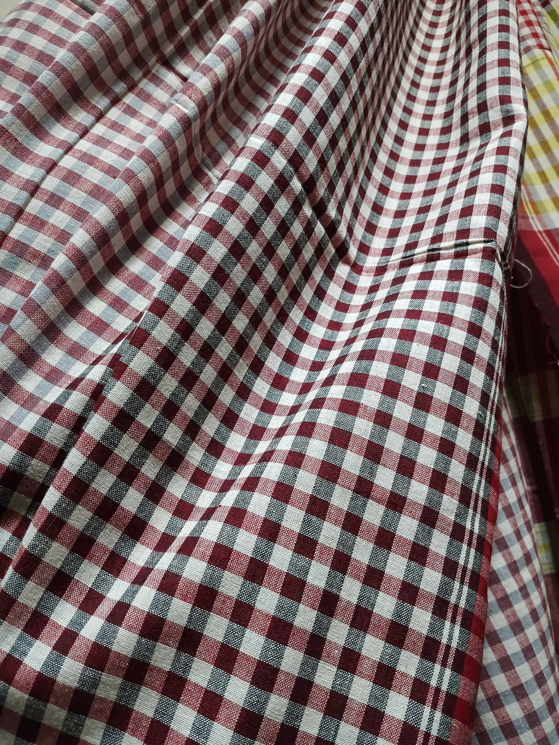 Contemporary Gamchha Cotton Saree – Red Ivory Checks