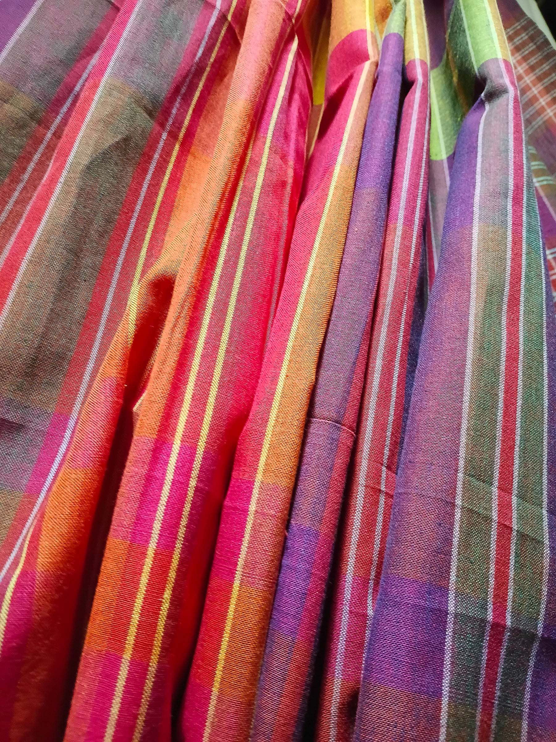 Contemporary Gamchha Cotton Saree – Magenta Pink with Multicolor Checks