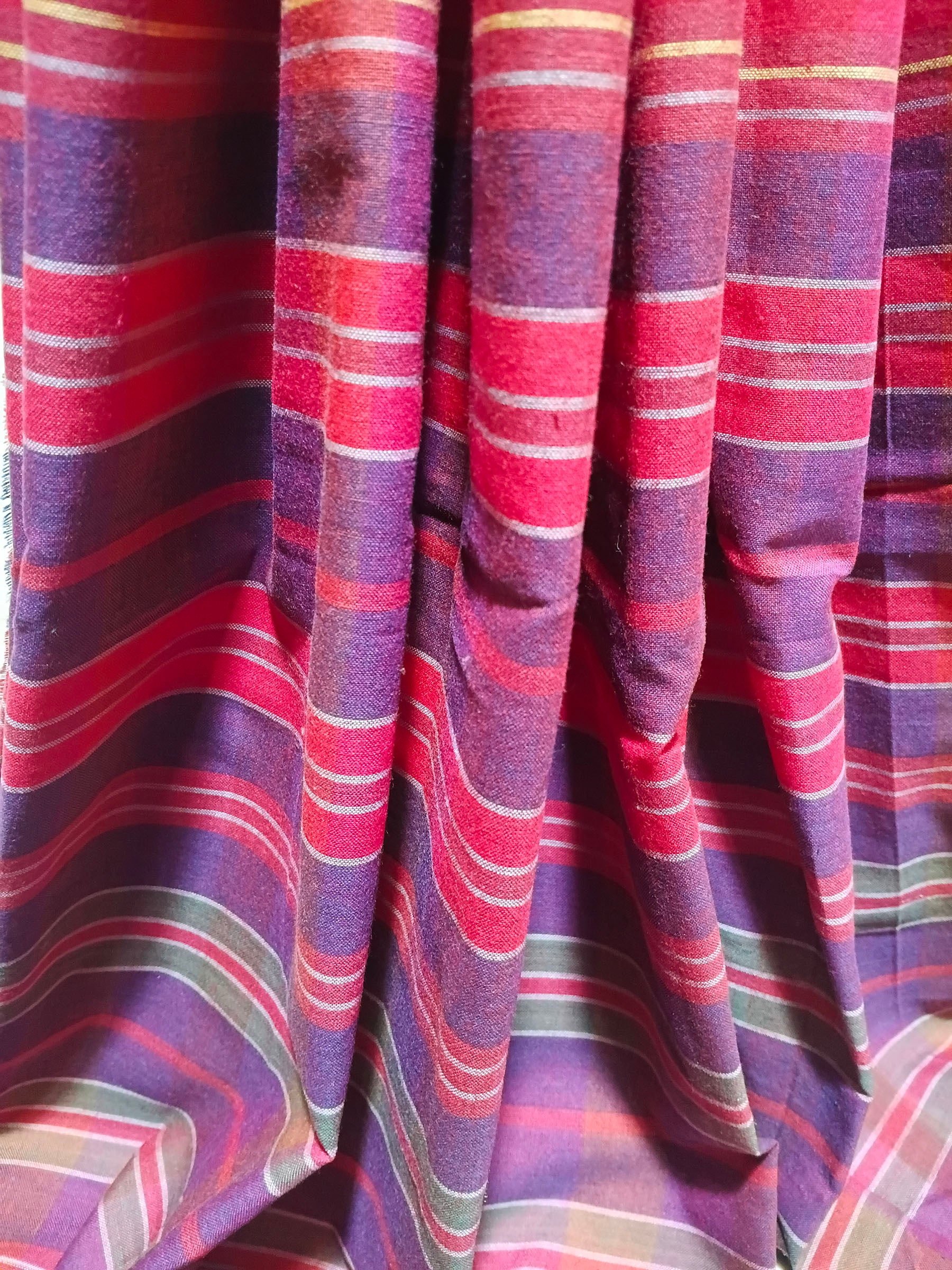 Contemporary Gamchha Cotton Saree – Magenta Pink with Multicolor Checks