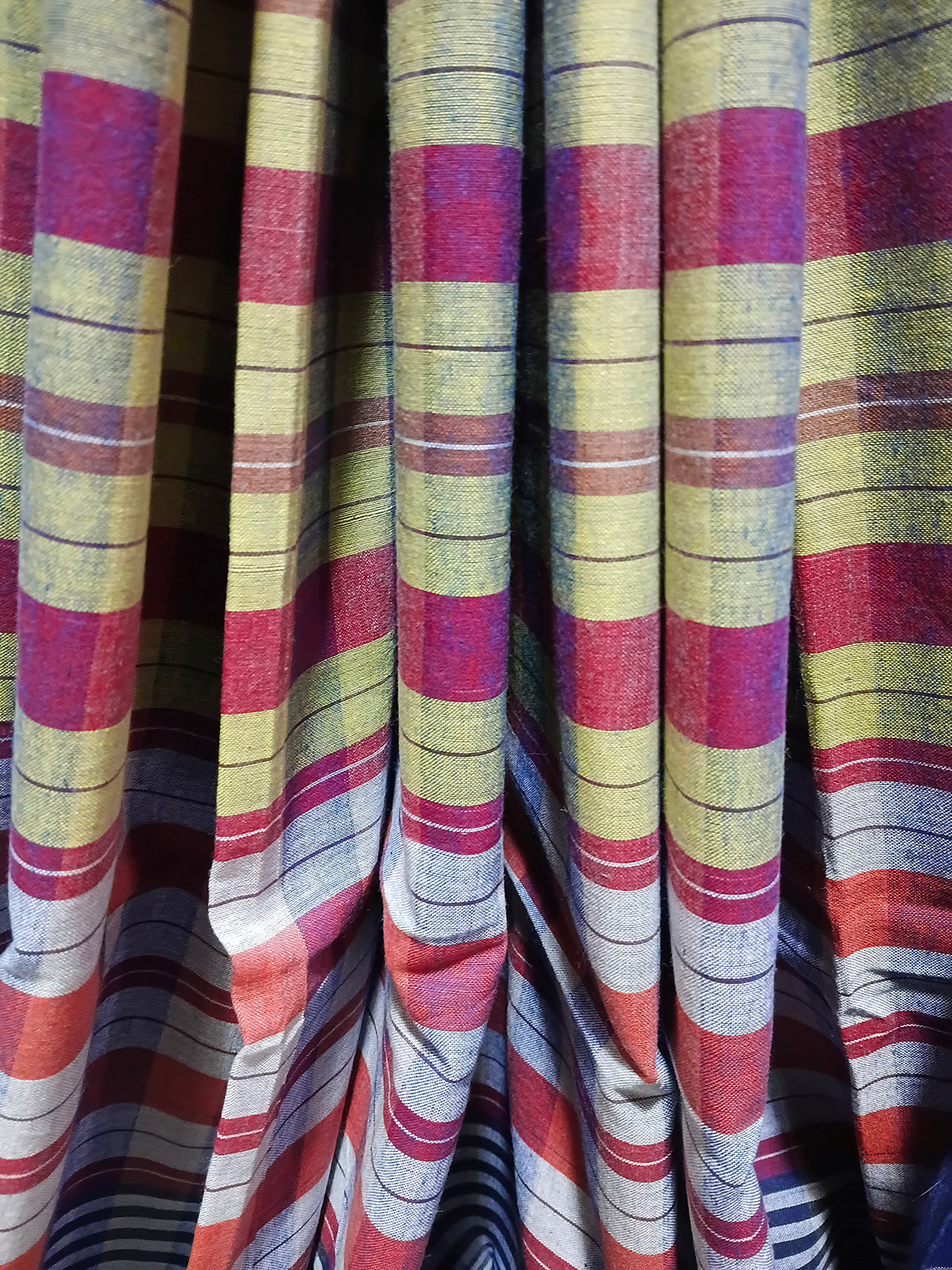 Contemporary Gamchha Cotton Saree – Indigo Blue Multicolor Checks & Stripes