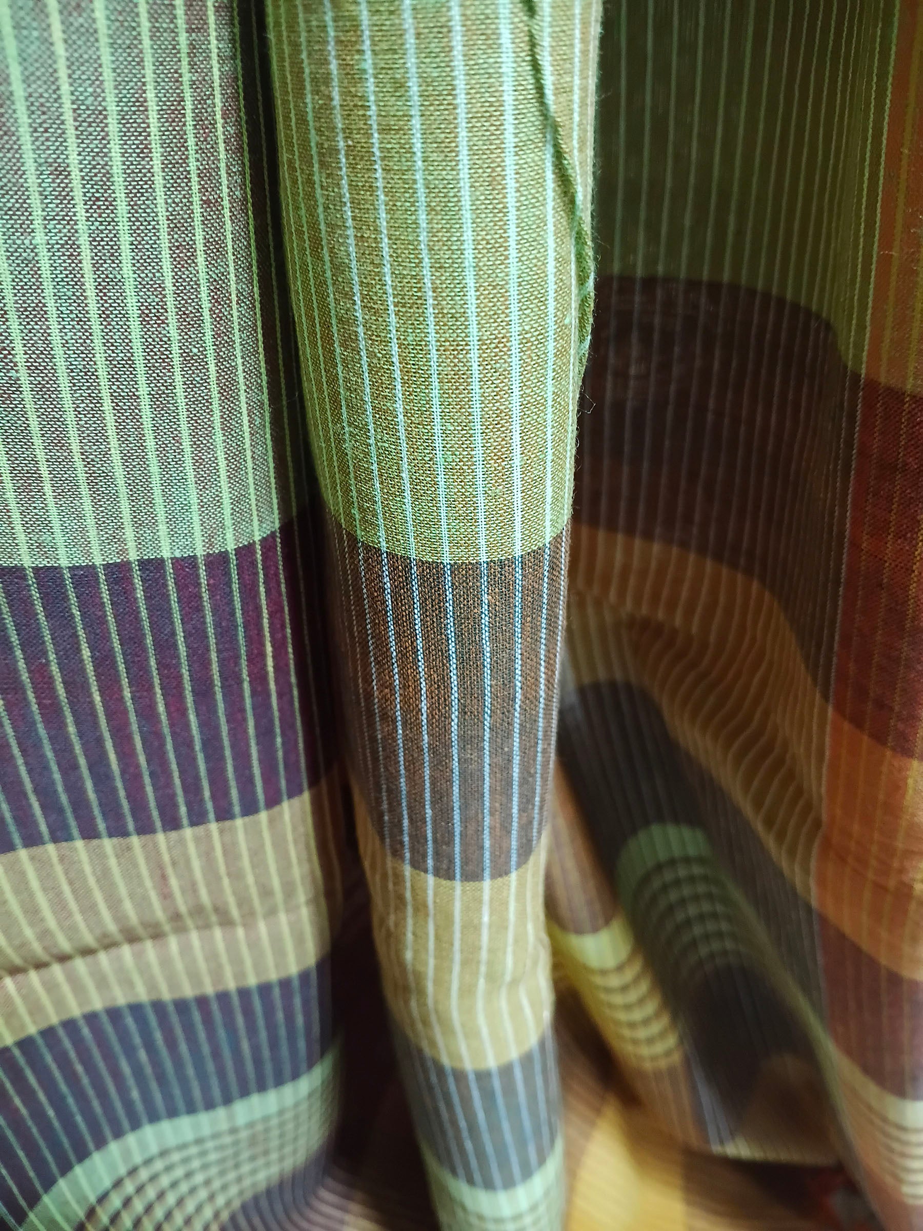 Contemporary Gamchha Cotton Saree – Mustard Yellow & Earth Tone Checks