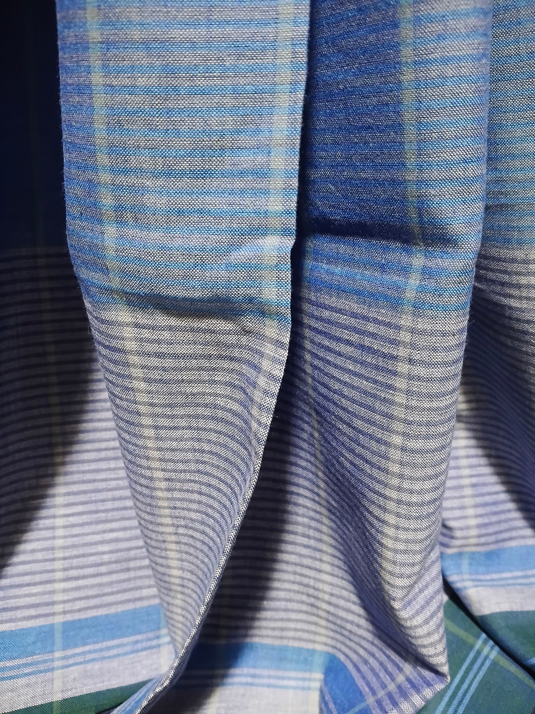 Contemporary Gamchha Cotton Saree – Sky Blue & Teal Checked Handloom Saree