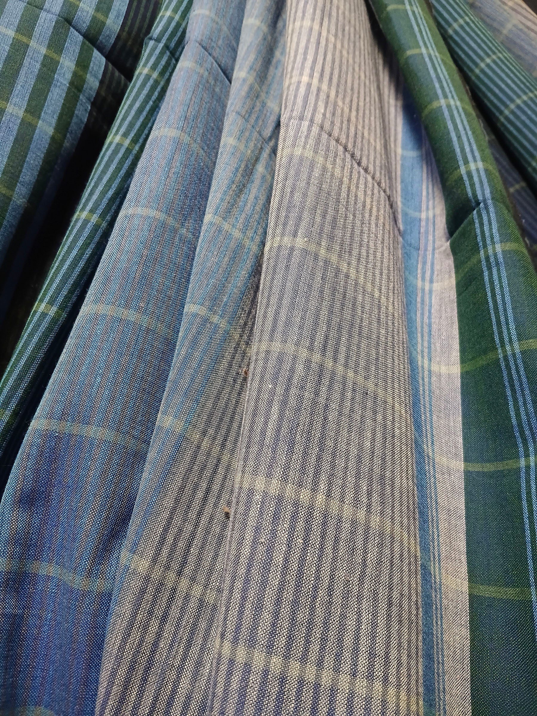 Contemporary Gamchha Cotton Saree – Sky Blue & Teal Checked Handloom Saree