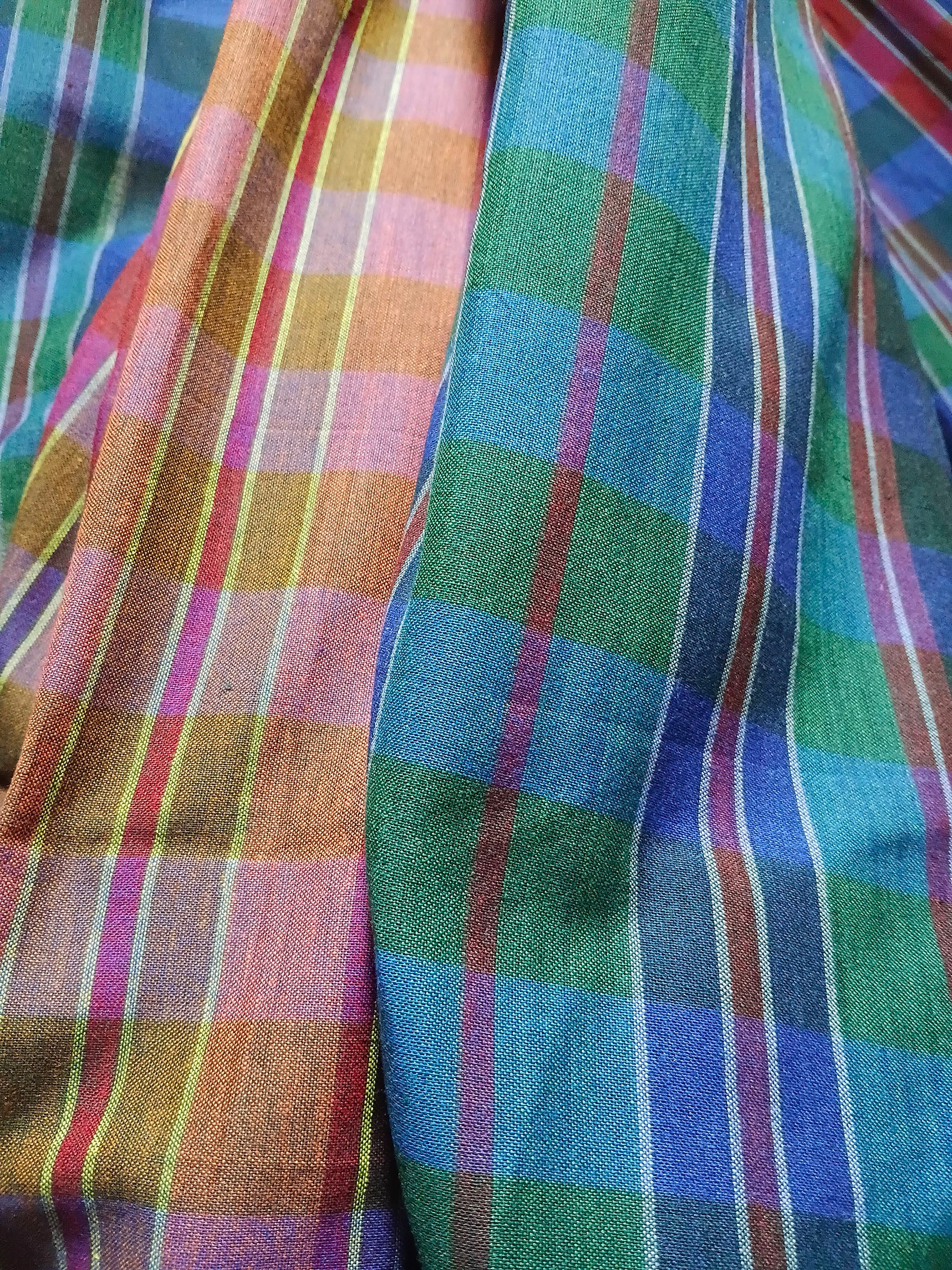 Contemporary Gamchha Cotton Saree – Indigo Blue & Multicolour Checked Handloom Saree