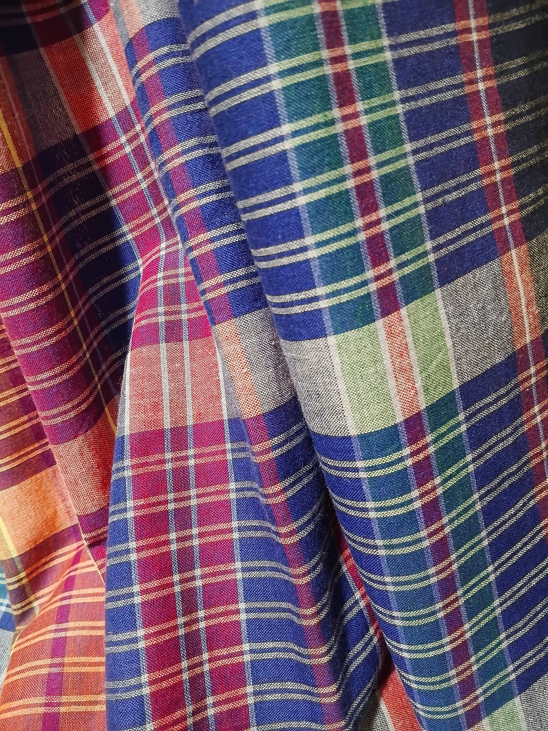 Contemporary Gamchha Cotton Saree – Navy Blue & Multicolour Checked Handloom Saree