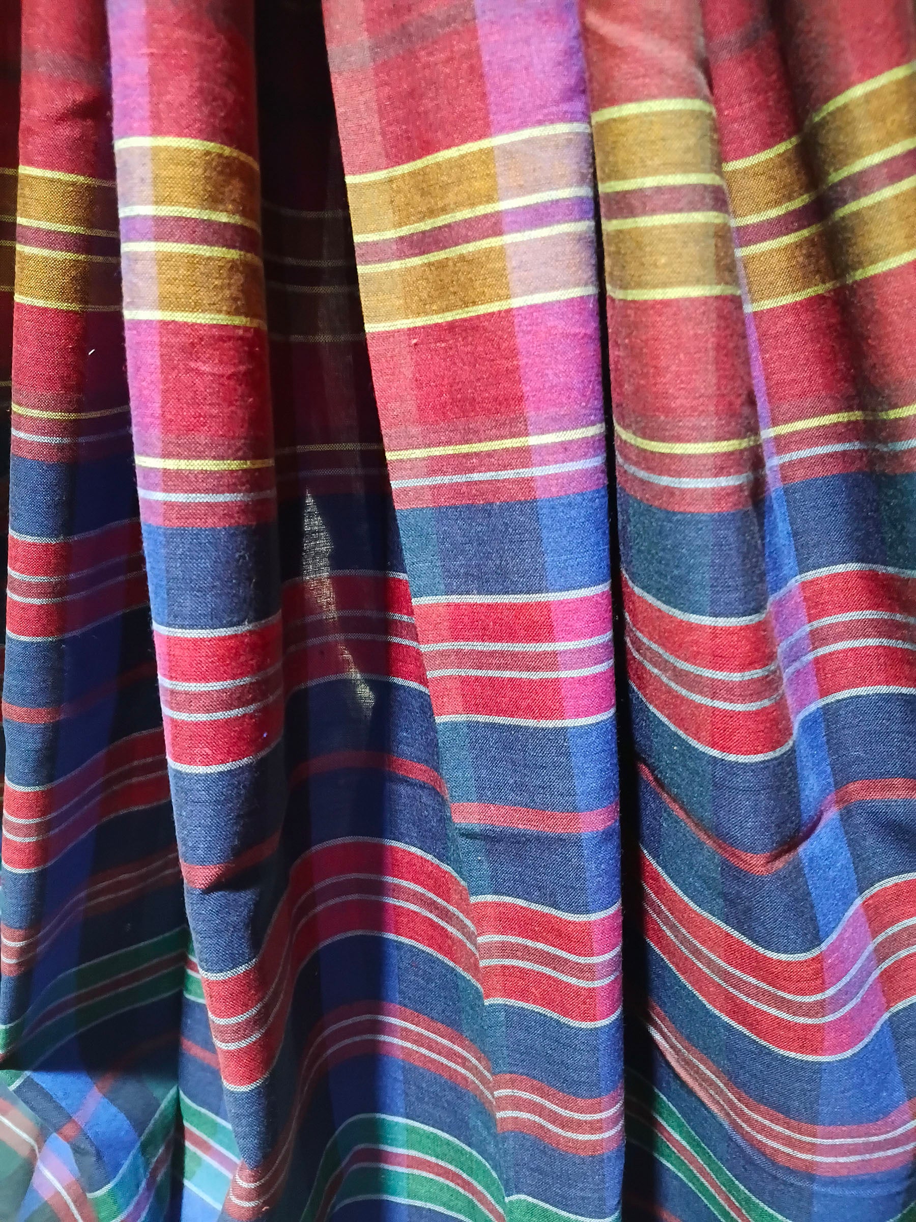 Contemporary Gamchha Cotton Saree – Navy Blue & Multicolour Checked Handloom Saree