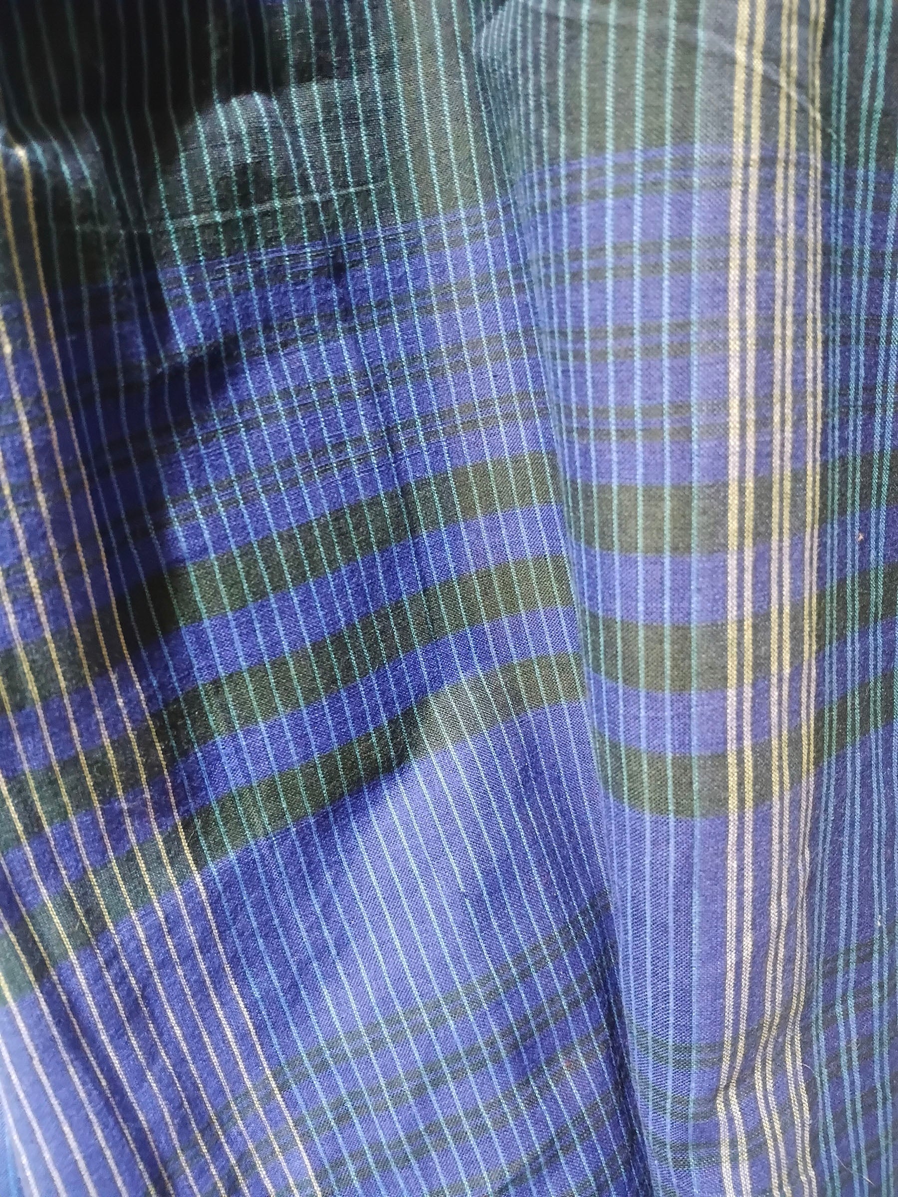 Contemporary Gamchha Cotton Saree – Deep Blue & Teal Checked Handloom Saree