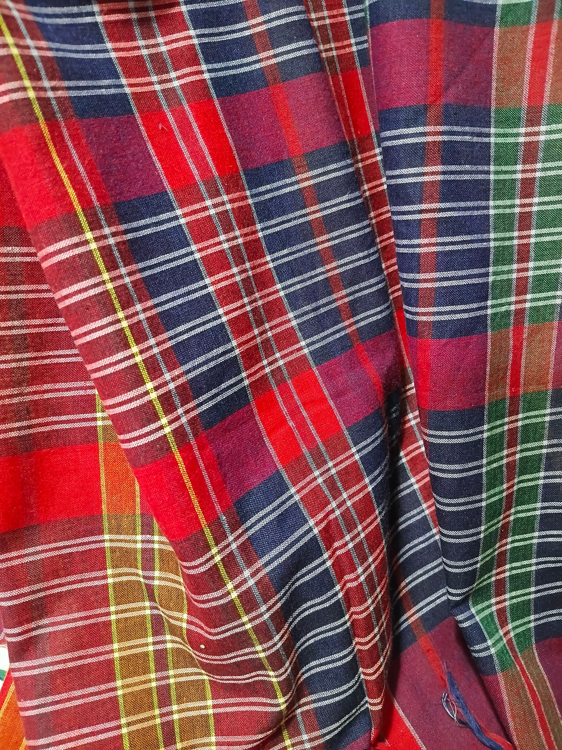 Multicolour Checked Gamchha Cotton Saree – Handwoven Bengal Cotton Saree