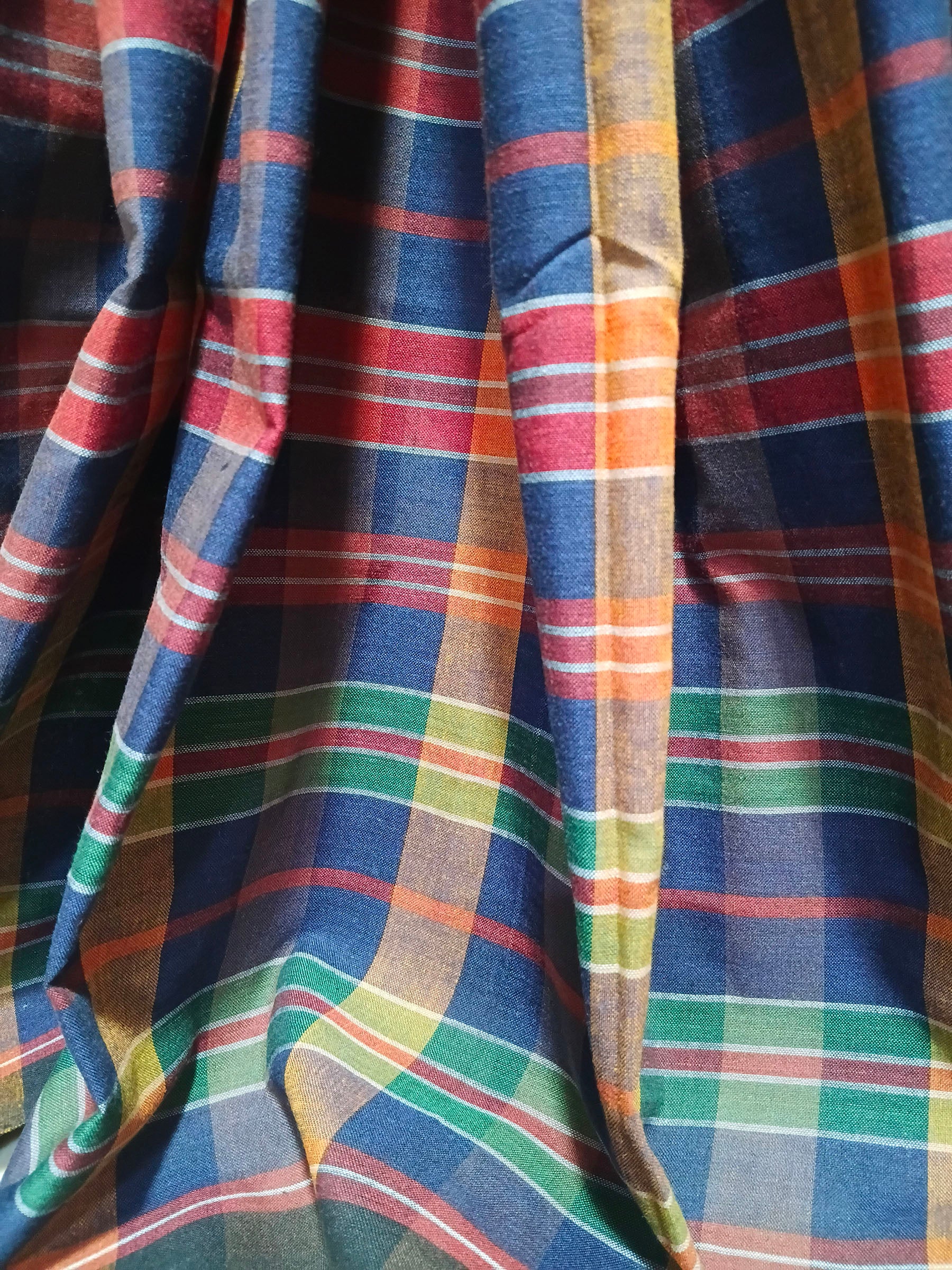 Multicolour Checked Gamchha Cotton Saree – Handwoven Bengal Cotton Saree