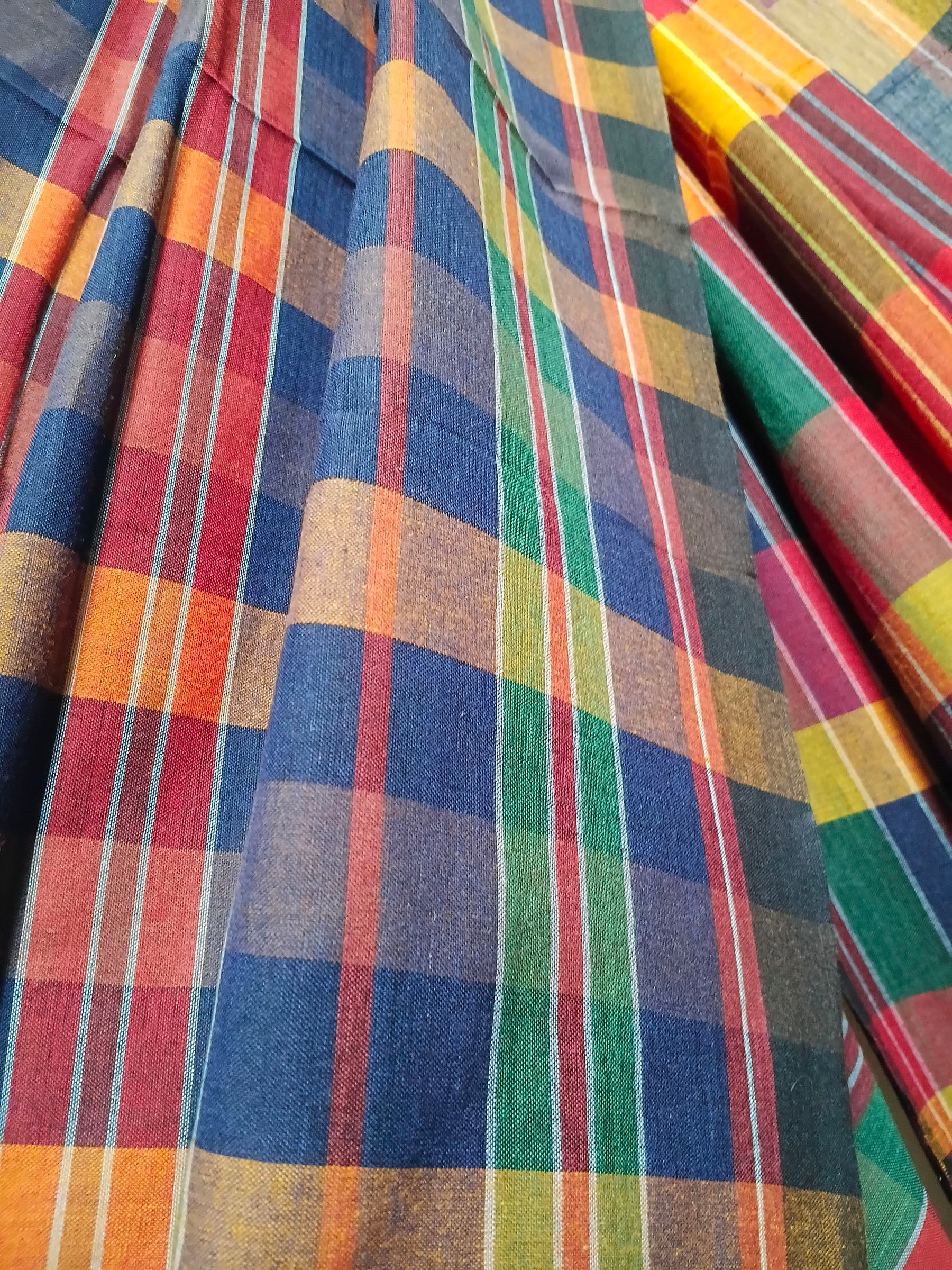 Multicolour Checked Gamchha Cotton Saree – Handwoven Bengal Cotton Saree