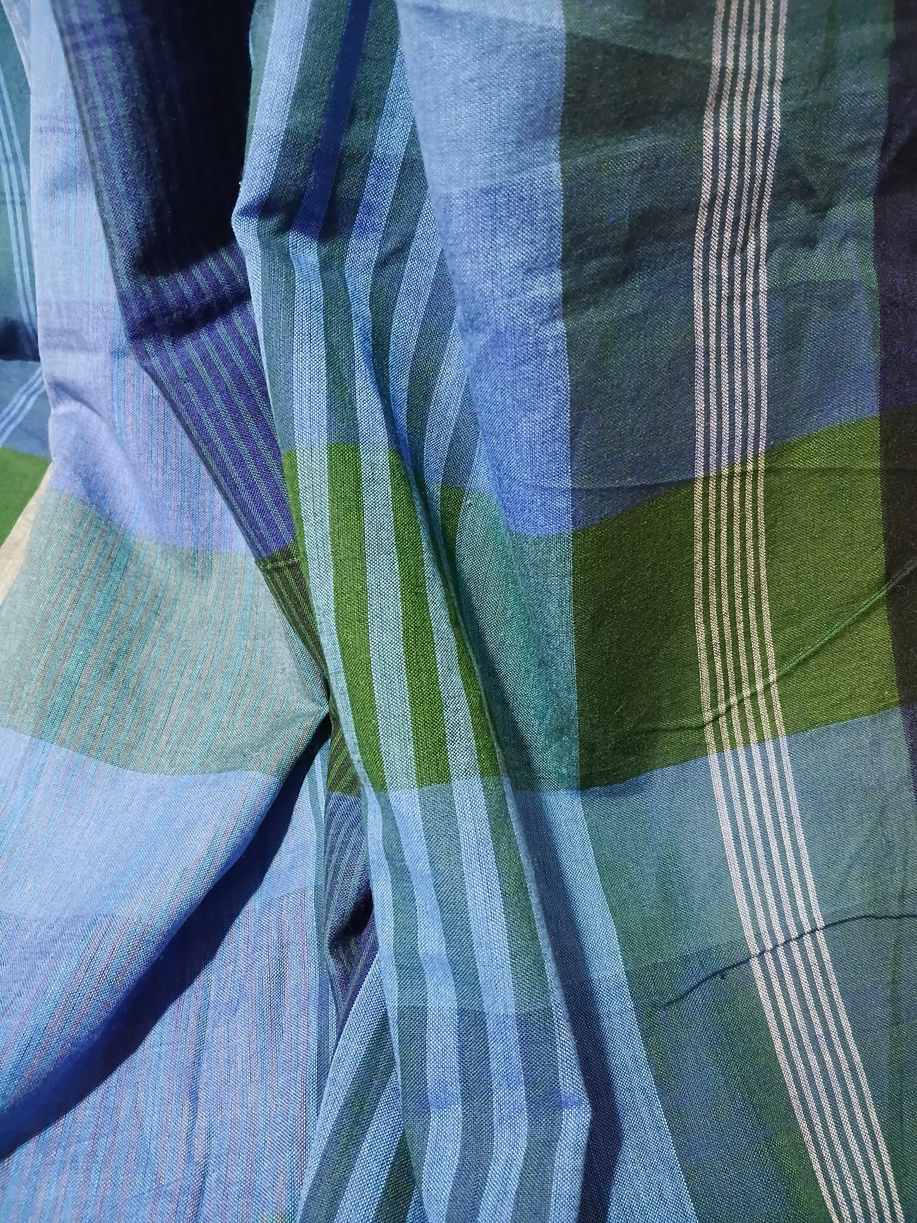 Ocean Blue Handloom Cotton Saree