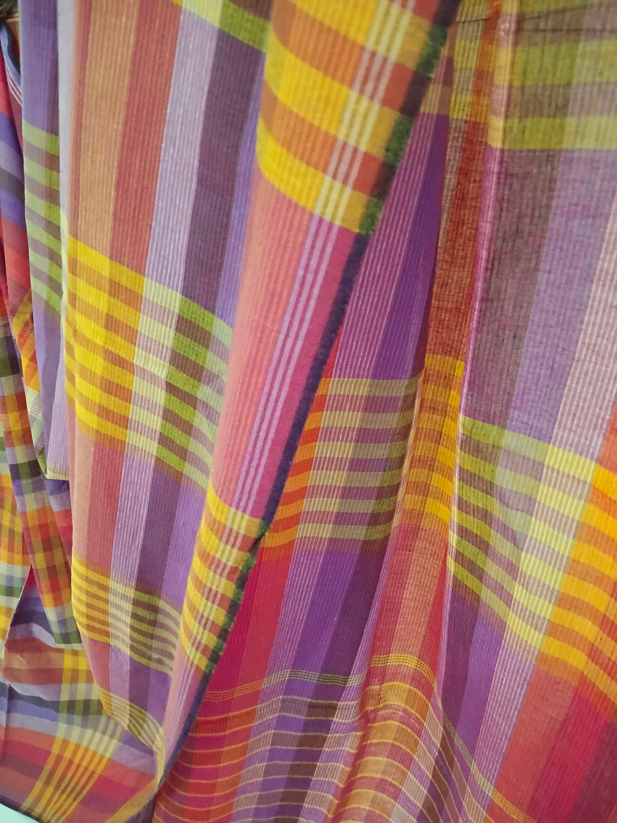 Magenta Purple Multicolour Handloom Gamchha Saree