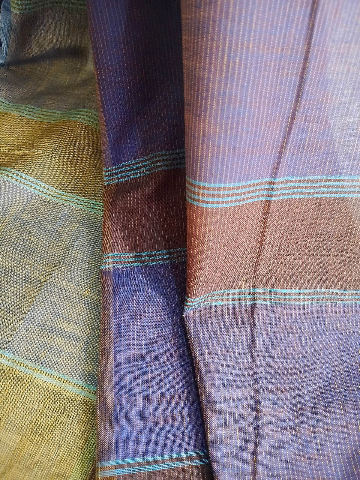 Maroon Purple Multicolour Handloom Gamchha Saree