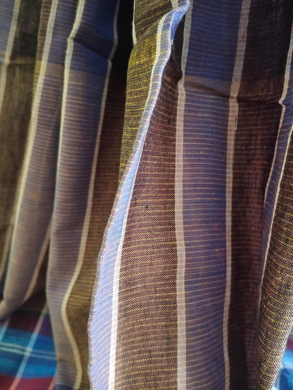 Maroon Purple Multicolour Handloom Gamchha Saree