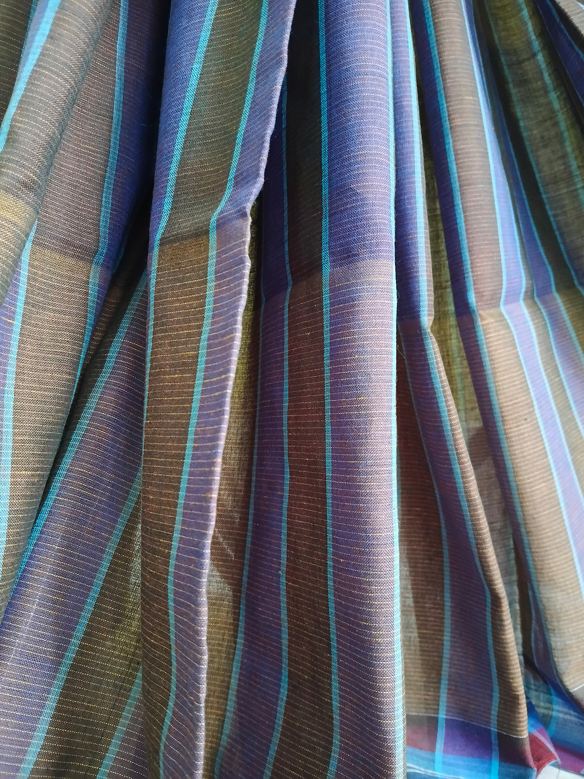 Multicolour Striped Handloom Saree with Checked Pallu