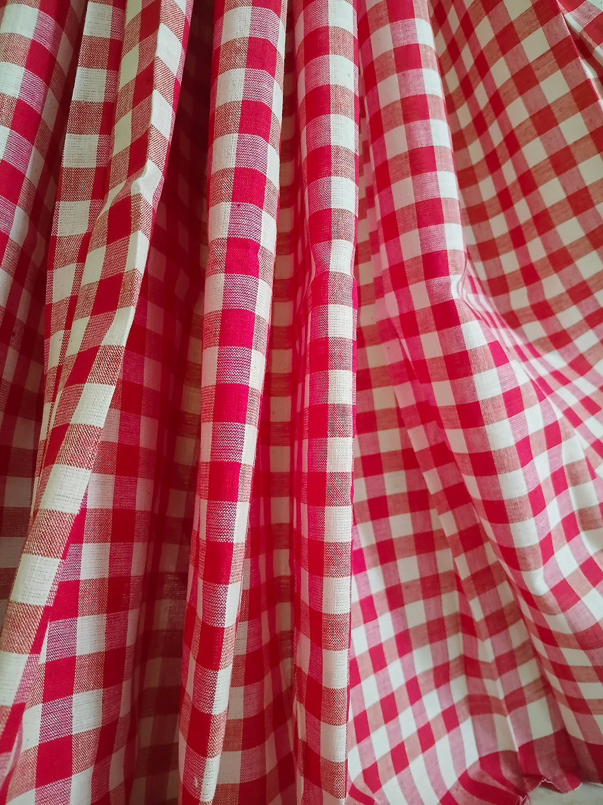 Pink & White Checked Handloom Saree with Striped Pallu