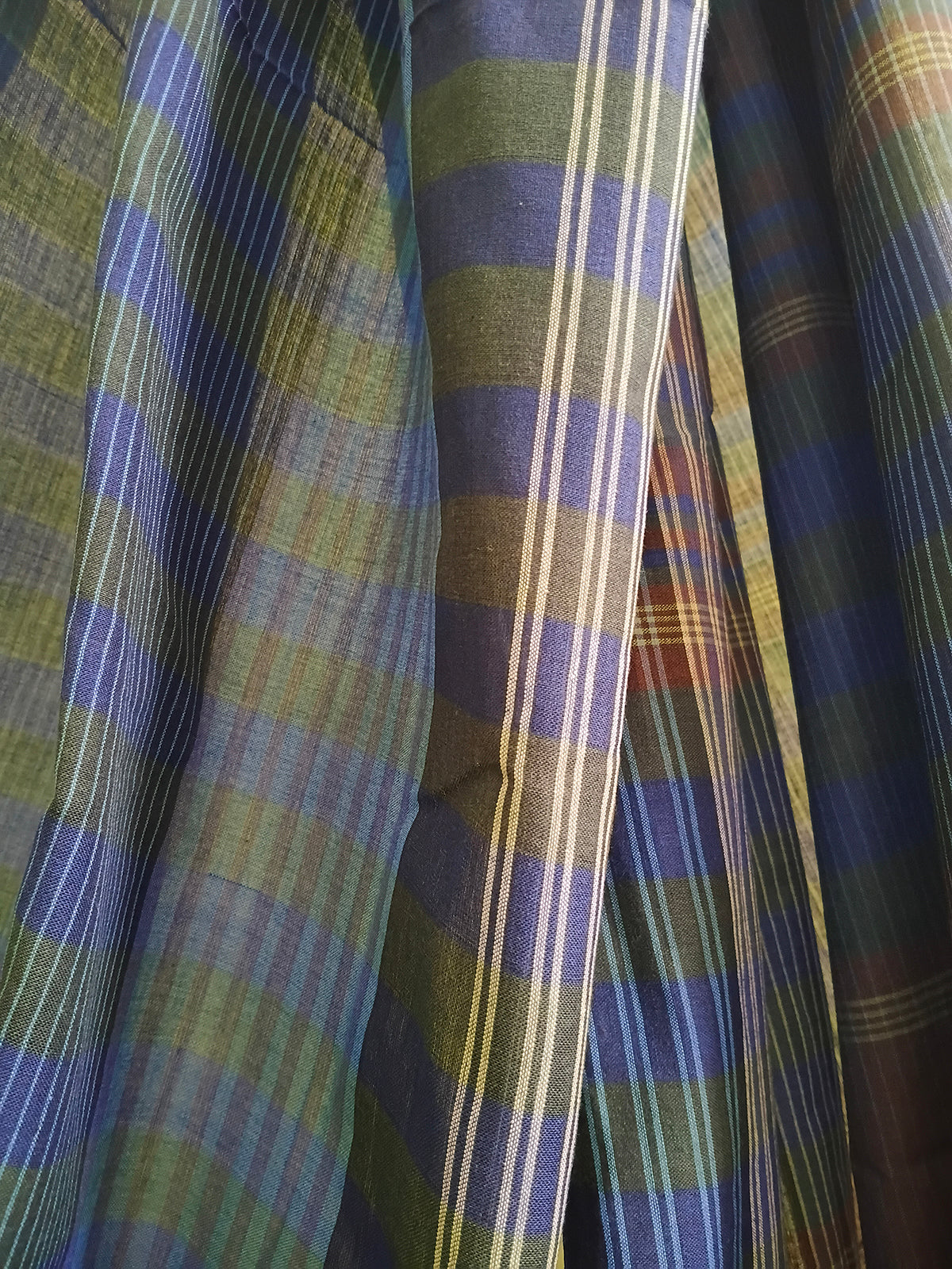 Blue & Green Striped Handloom Saree