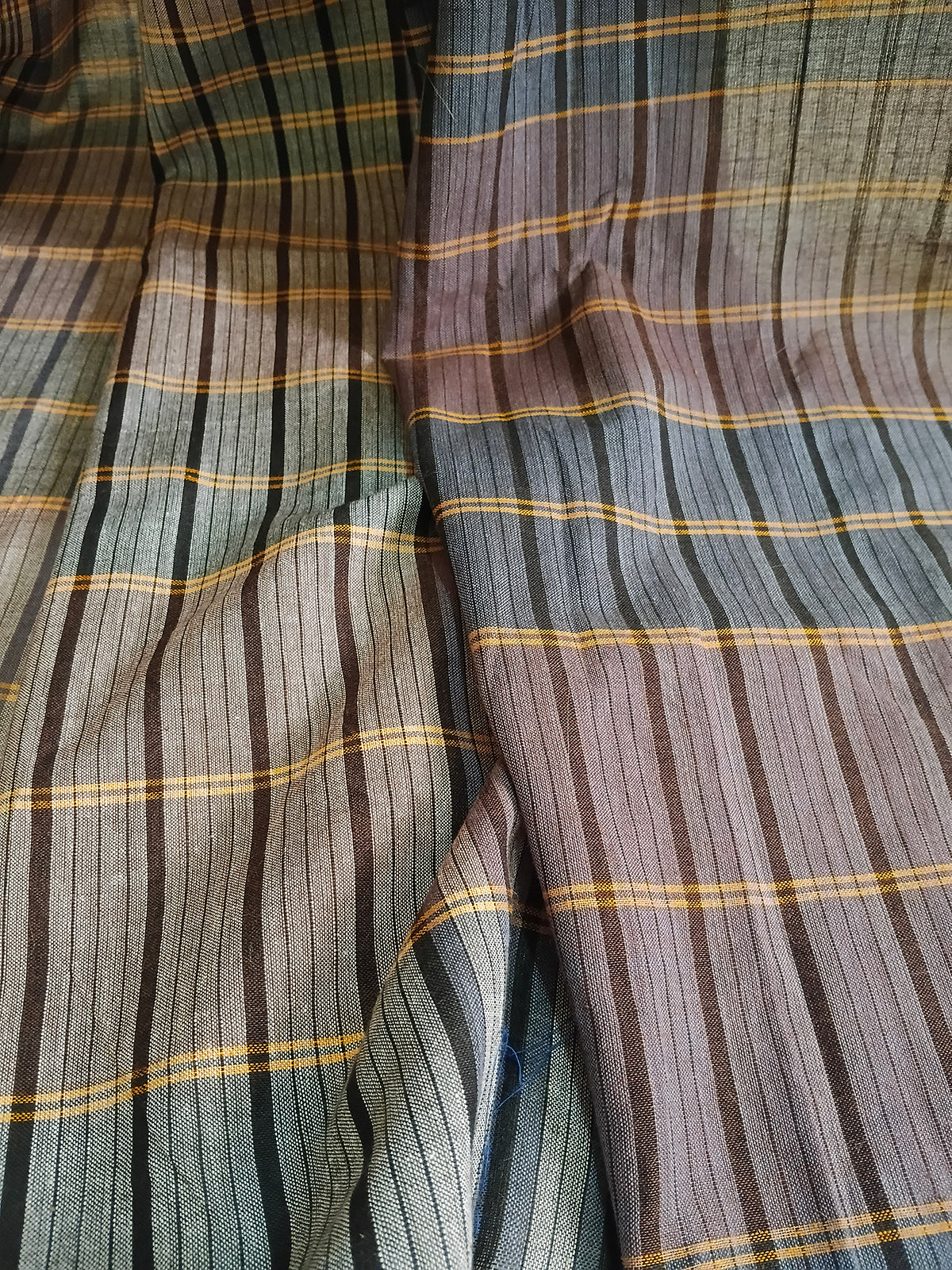 Pink & Blue Checked Handloom Saree