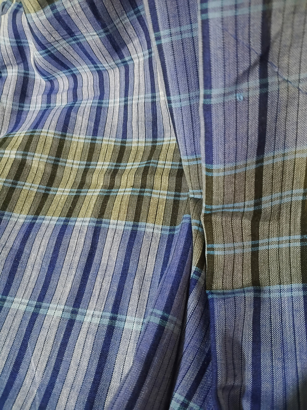 Blue Black Olive Handloom Gamchha Saree