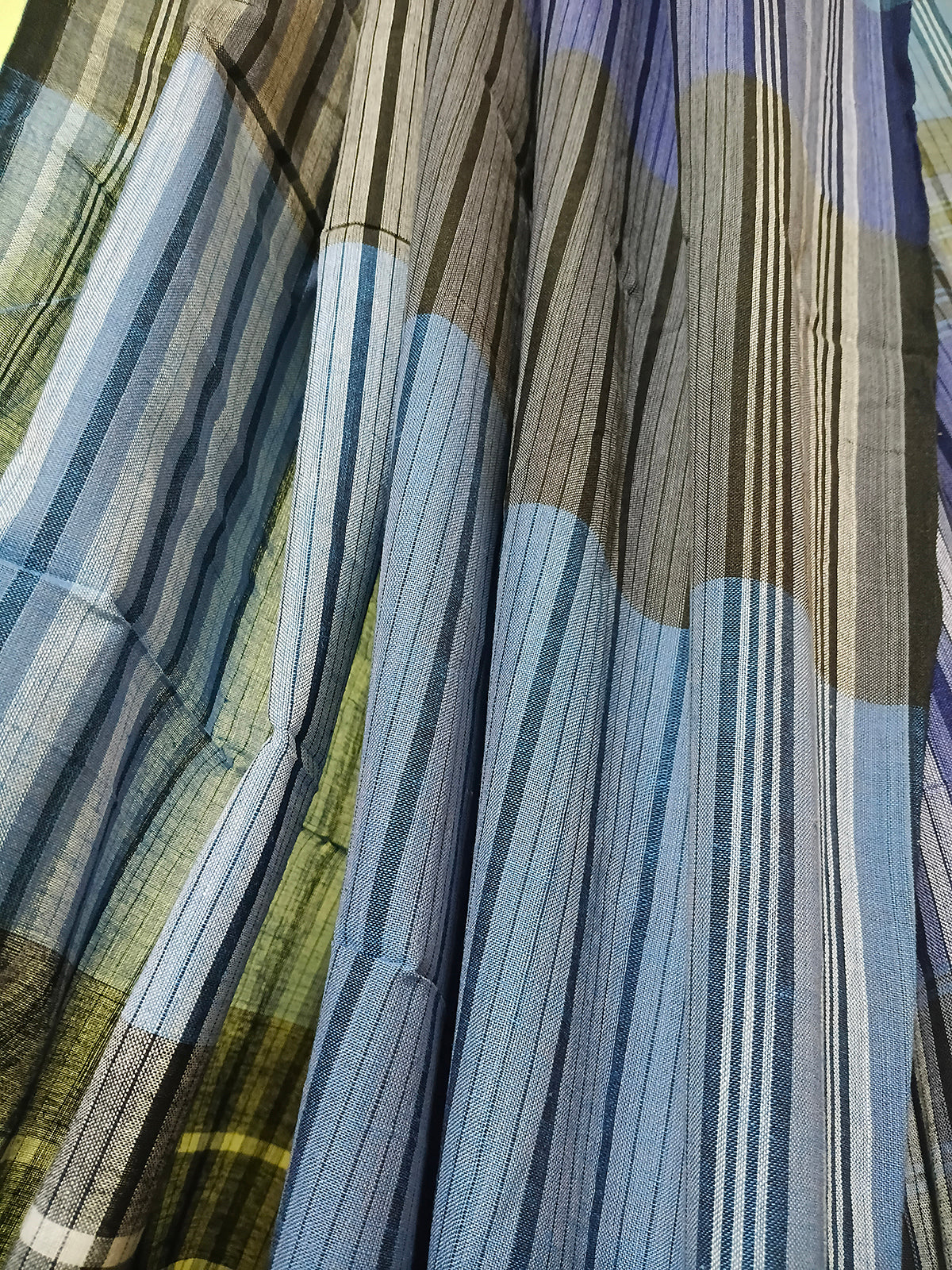 Blue Black Olive Handloom Gamchha Saree