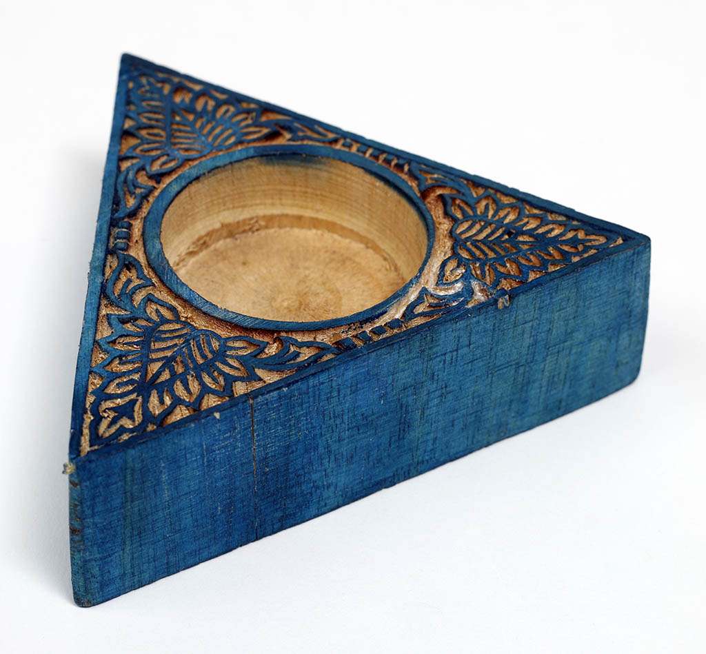 Hand Carved Wooden Tea Light Holder