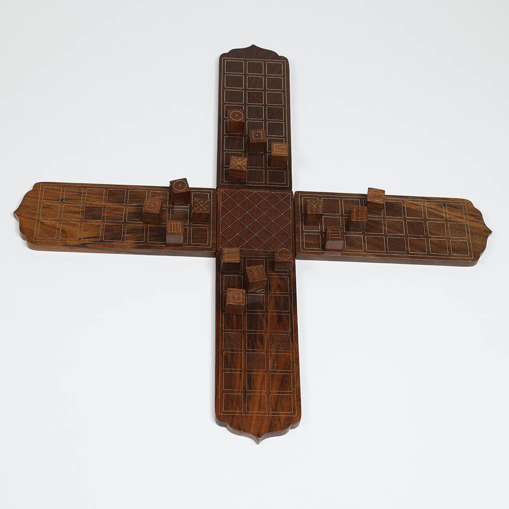 Wood Carved with Inlay – Wooden Chopad Game