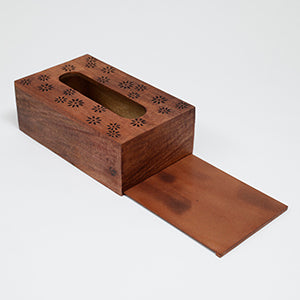 Wood Carved Tissue Box
