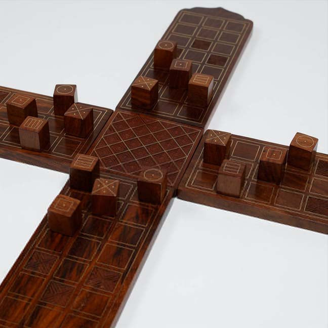 Wood Carved with Inlay – Wooden Chopad Game