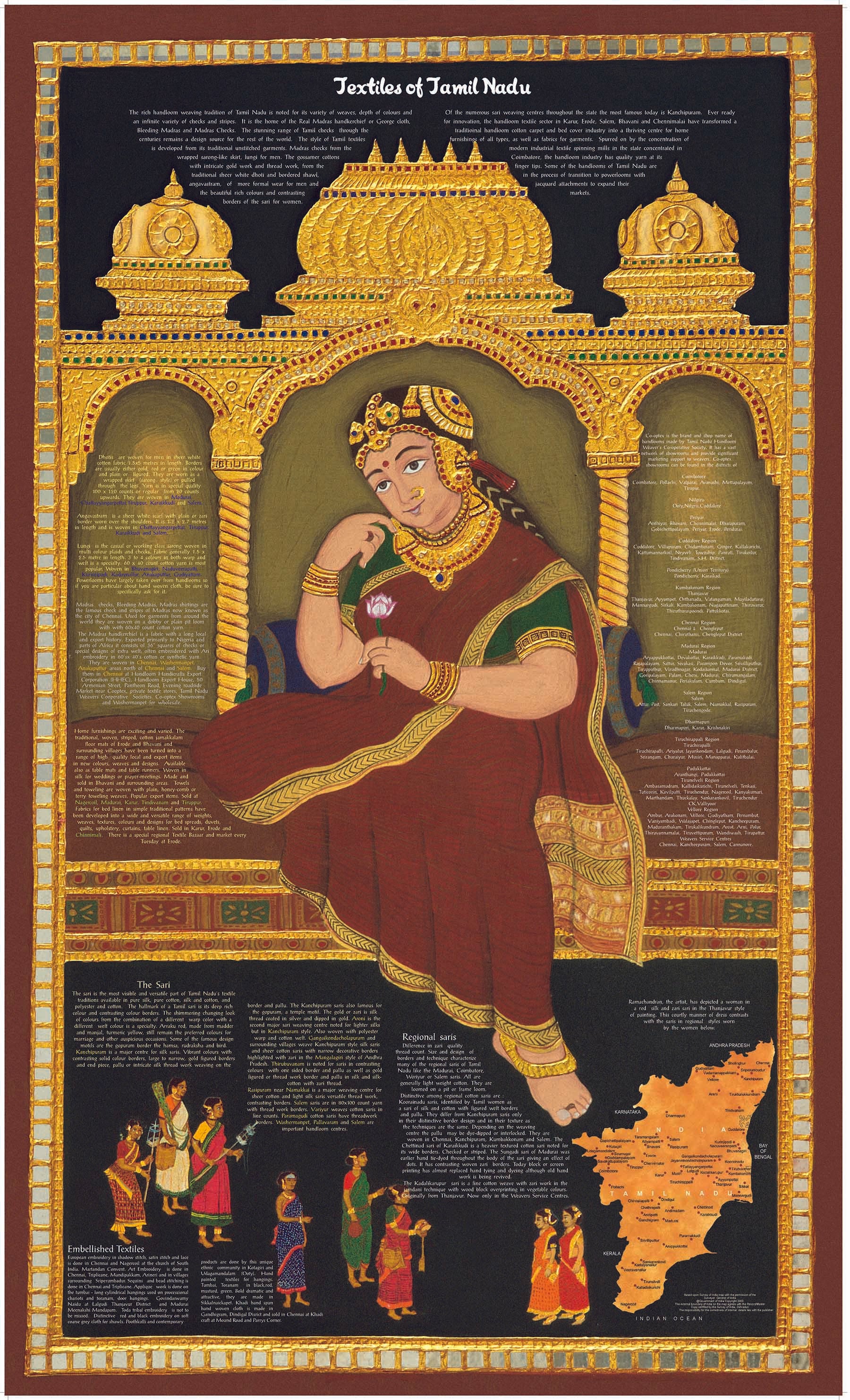 Crafts & Textiles Map of Tamil Nadu, Single Side Print - Back