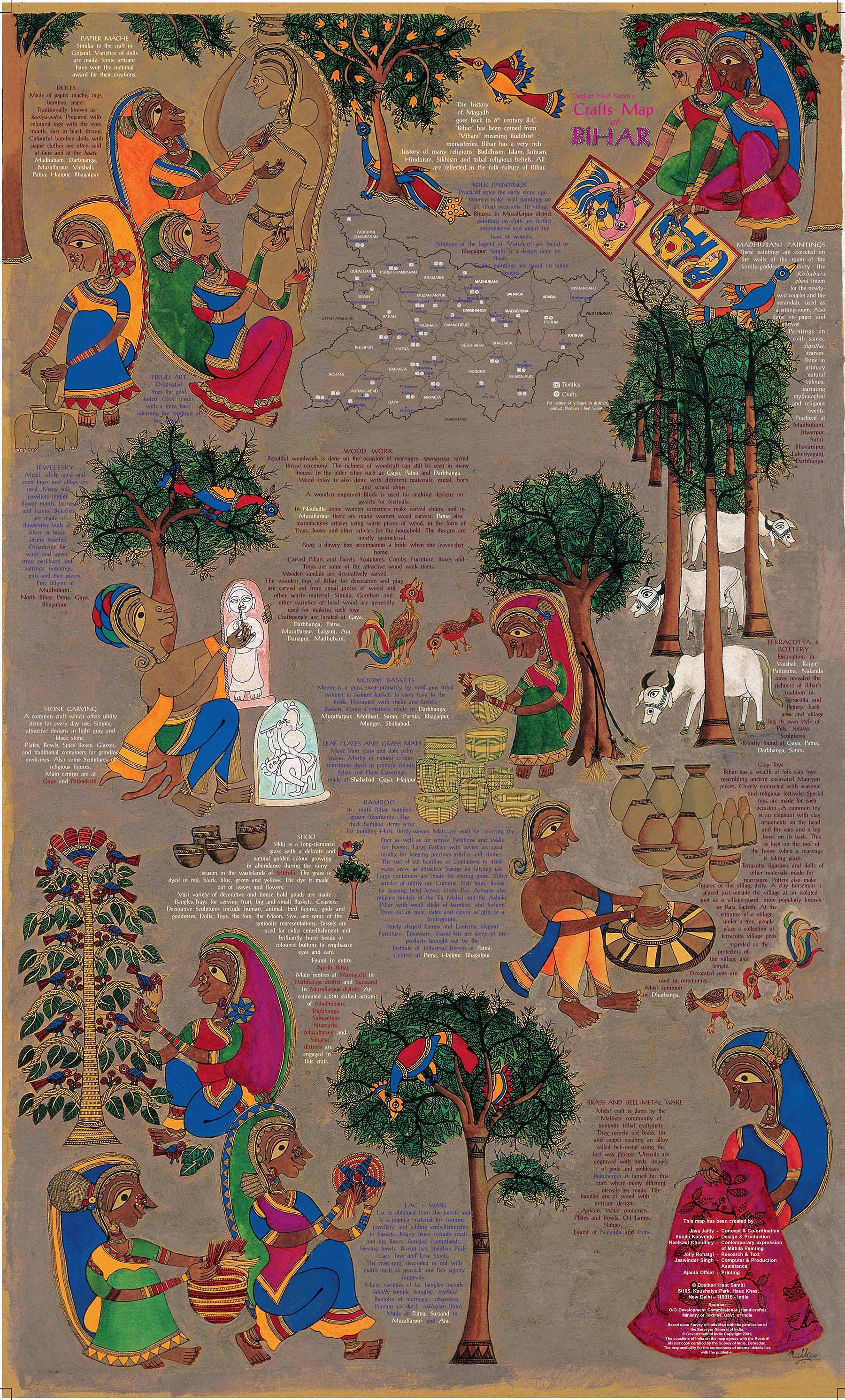 Crafts & Textiles Map of Bihar, Single Side Print - Front