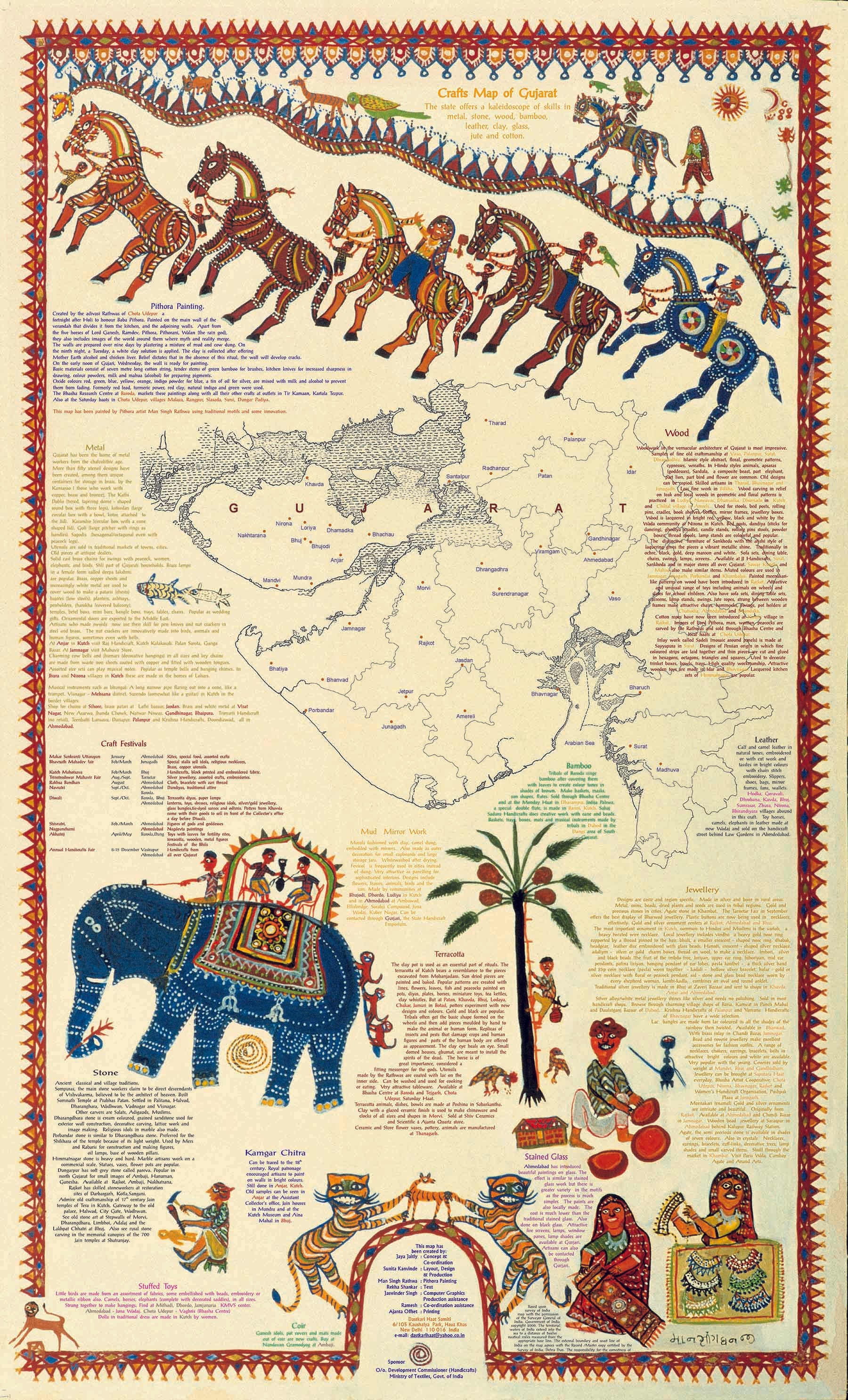 Crafts & Textiles Map of Gujarat, Single Side Print - Back