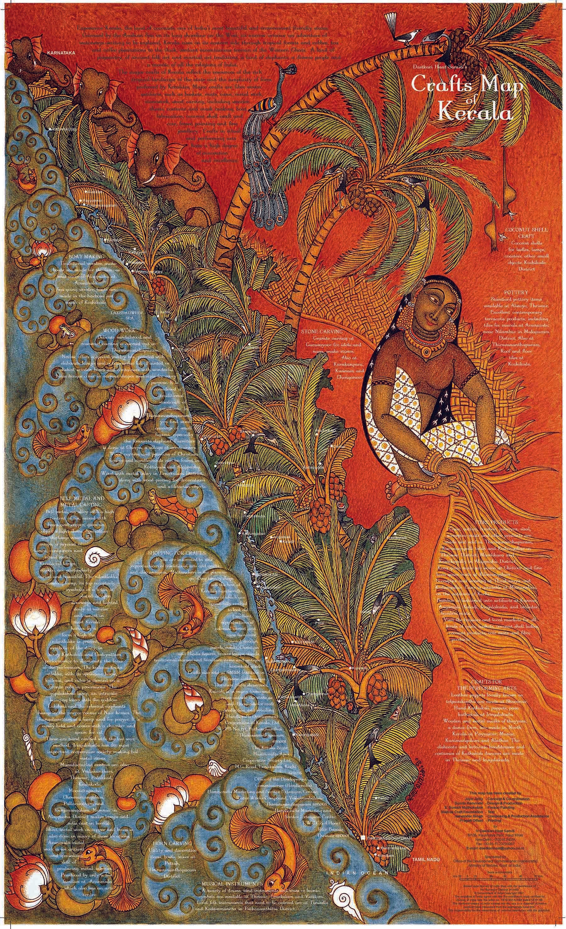 Crafts & Textiles Map of Kerala - Double Side Print