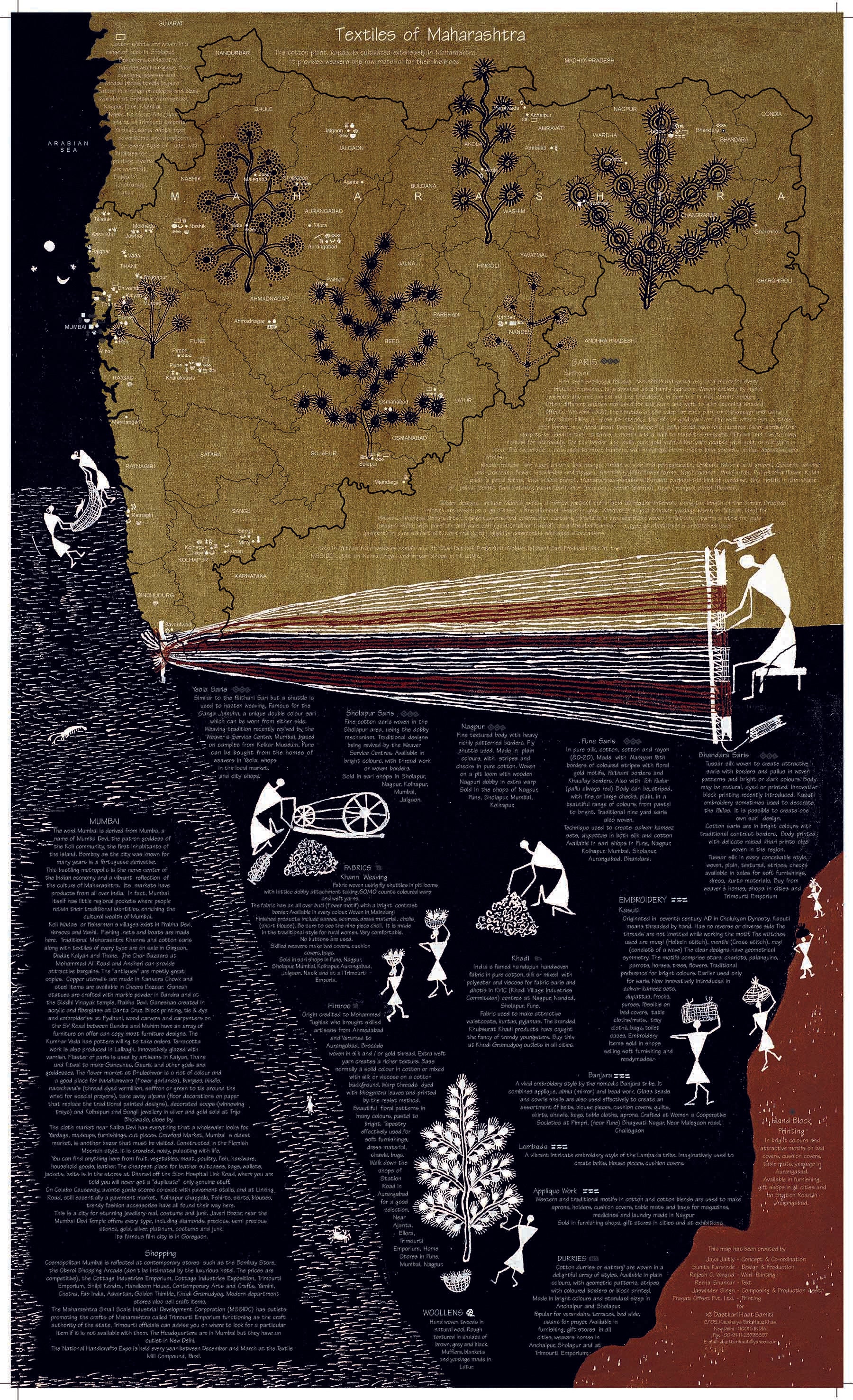 Crafts & Textiles Map of Maharashtra, Double Side Print