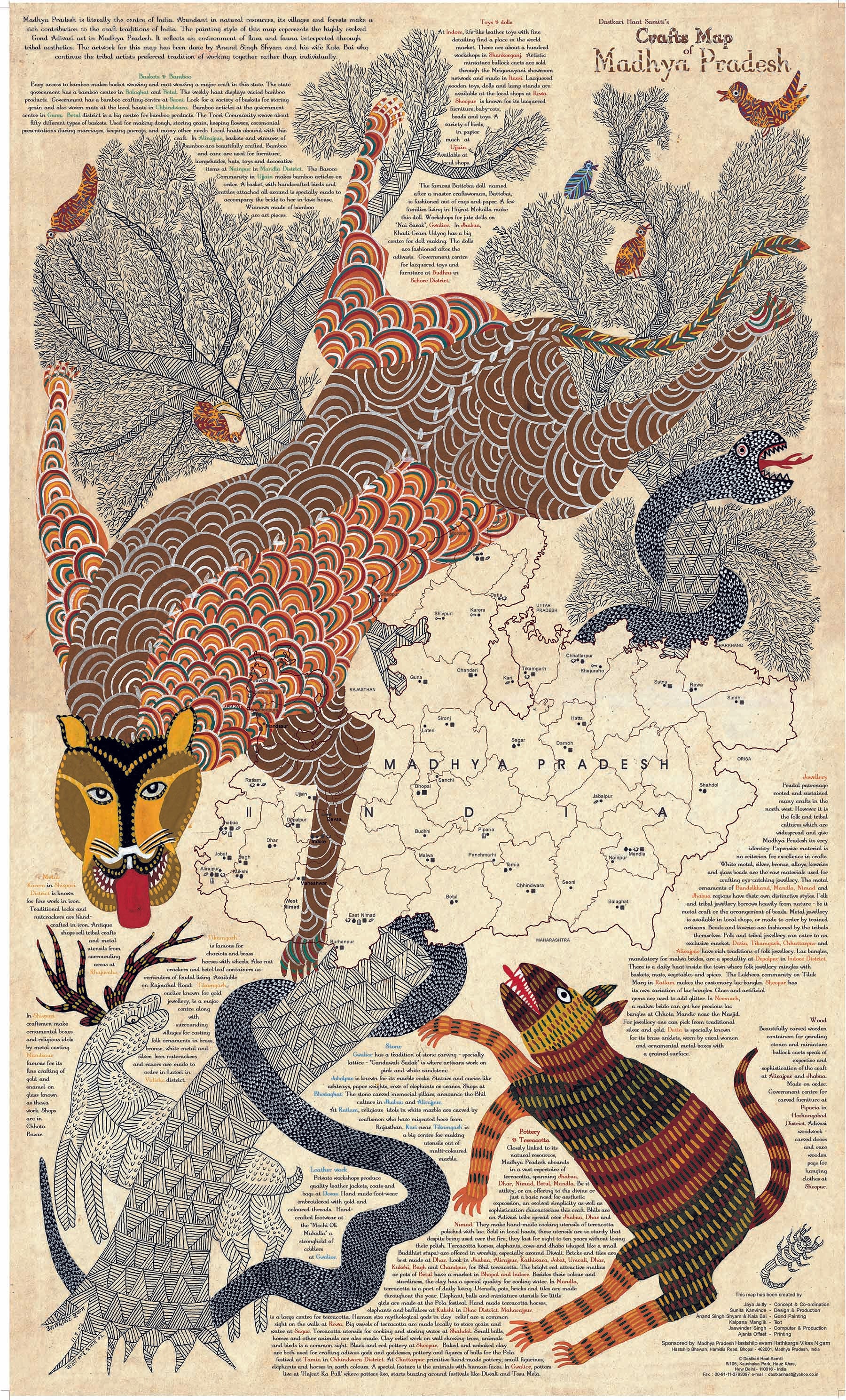 Crafts & Textiles Map of Madhya Pradesh, Single Side Print - Front