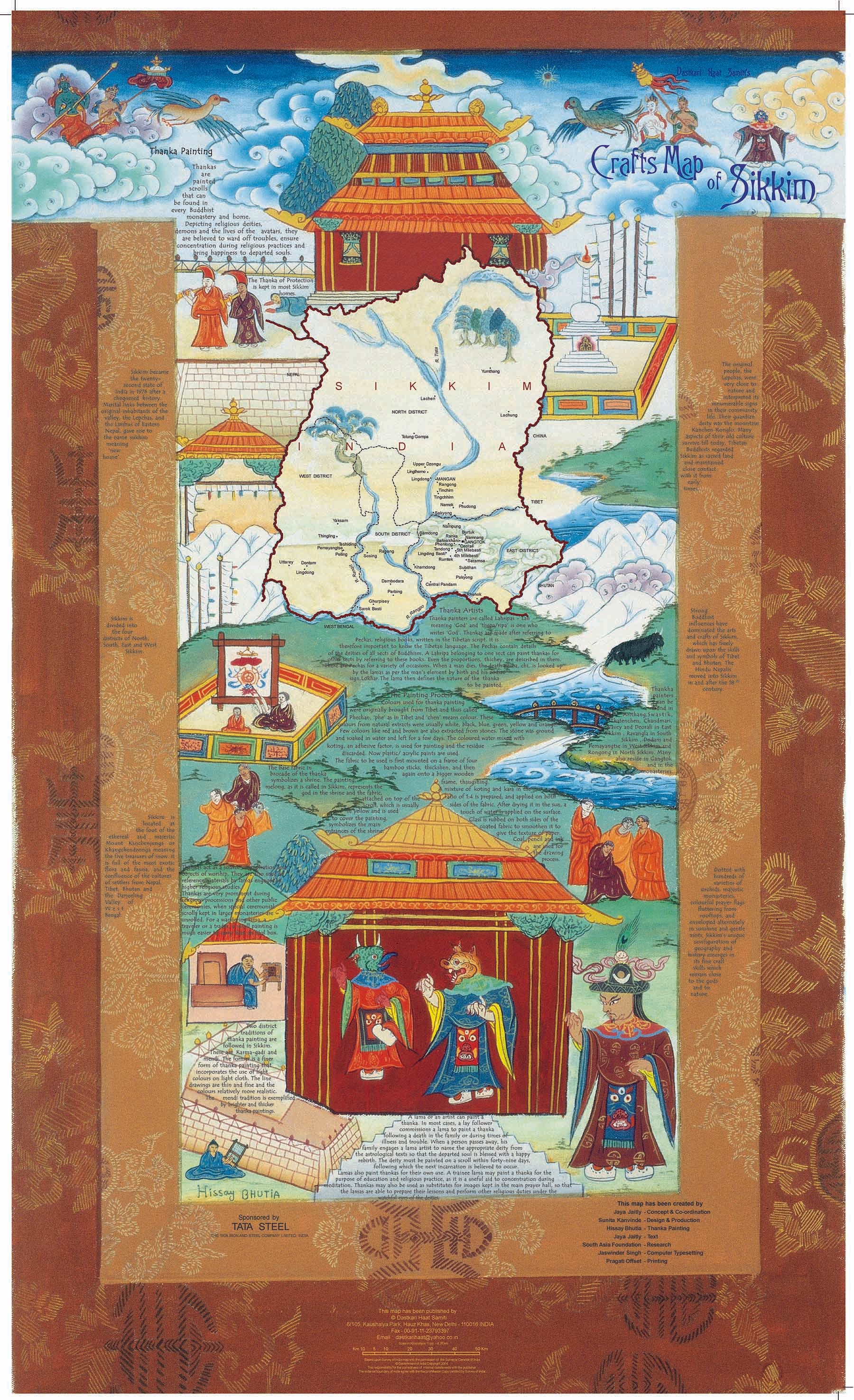 Crafts & Textiles Map of Sikkim, Single Side Print - Front