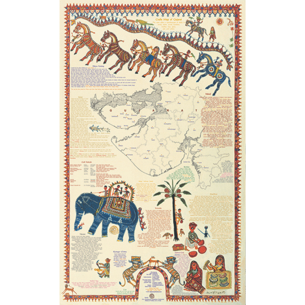 Crafts & Textiles Map of Gujarat, Single Side Print - Back